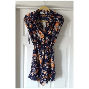 Modcloth Sunny Girl Blue Floral Romper Size Medium
